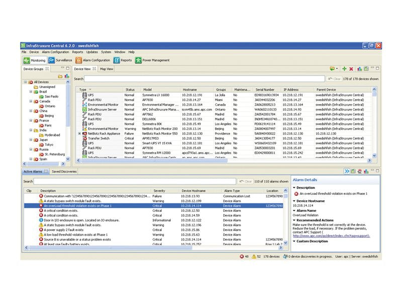 APC InfraStruXure Central Standard - Dispositivo de administración de red - LAN de 100 Mb - Montaje en gabinete - Cumple con TAA - para P/N: AR3106SP, SCL400RMJ1U, SCL500RMI1UC, SCL500RMI1UNC, SMTL1000RMI2UC, SMTL750RMI2UC (AP9470)