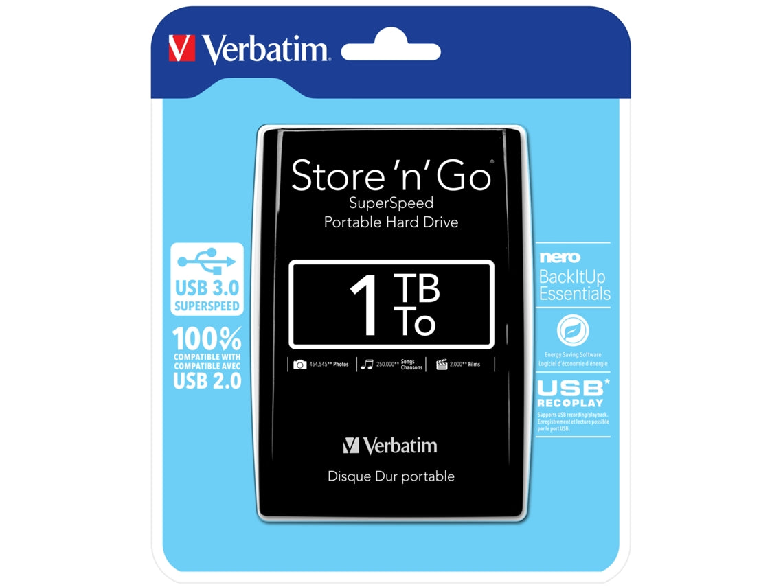 VERBATIM HDD 2.5 1TB STORENGO USB 3.0 BLACK