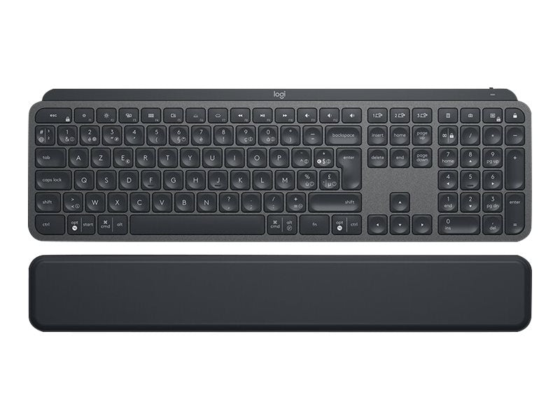 Logitech MX Keys - Teclado - retroiluminação - Bluetooth, 2.4 GHz - QWERTY - Padrão internacional americano - grafite (920-009416)