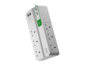 APC SurgeArrest Essential - Surge Protector - AC 230 V - Output Connectors: 8 - UK - White (PM6U-UK)