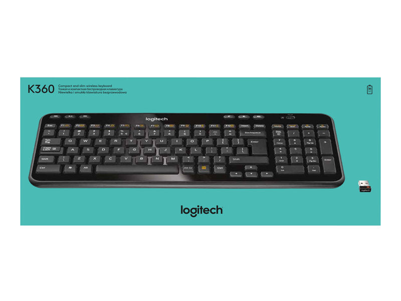 Logitech Wireless Keyboard K360 - Teclado - Inalámbrico - 2.4GHz - QWERTY - EE. UU.