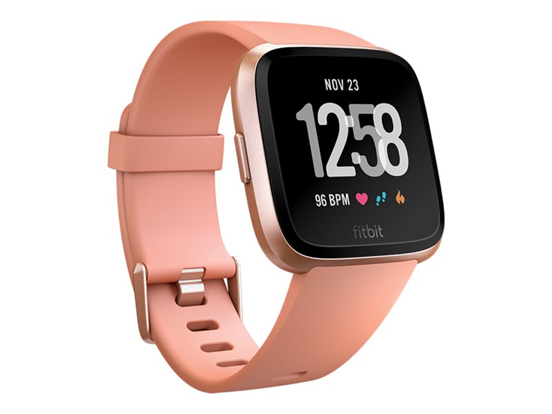 Fitbit Versa - Rose Gold Aluminum - Smart Watch With Band - Ruby Red - Bluetooth, NFC (FB505RGRD-EU)