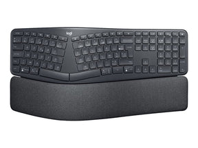 Logitech ERGO K860 Split Keyboard for Business - Teclado - Inalámbrico - Bluetooth LE - QWERTY - Estándar internacional estadounidense - Grafito