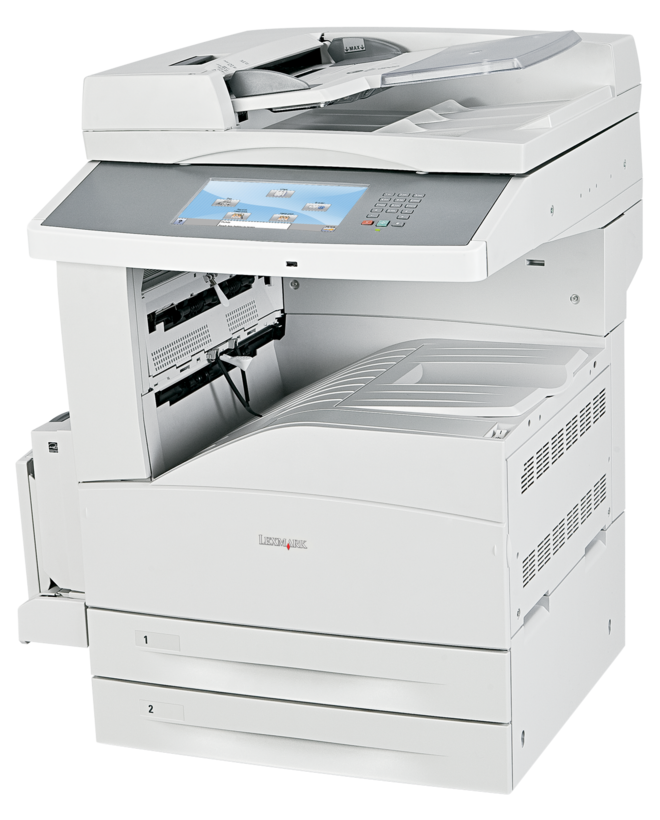 Lexmark X864de 4 - Multifunction printer - B/W - laser - A3/Ledger (297 x 432 mm) (original) - A3/Ledger (media) - up to 55 ppm (copy) - up to 55 ppm (print) - 1100 leaves - 33.6 Kbps - USB 2.0, Gigabit LAN, USB host