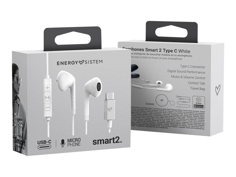 Energy Smart 2 Tipo C - Auriculares internos con micrófono - ear bud - con cable - USB-C - blanco