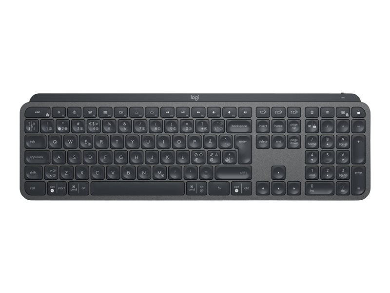 Logitech MX Keys - Teclado - retroiluminação - Bluetooth, 2.4 GHz - Pan-Nórdico - grafite (920-009411)