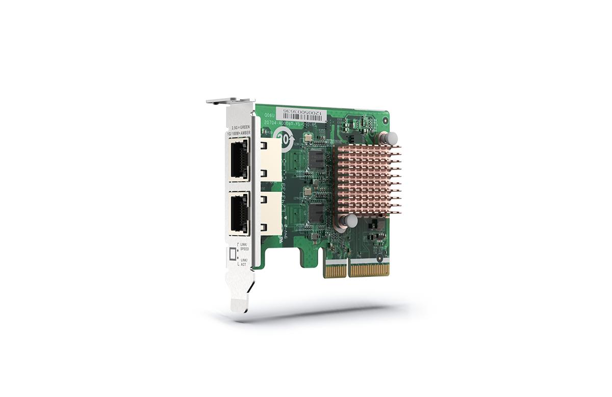 QNAP QXG-2G2T-I225 - Adaptador de rede - PCIe 2.0 x2 baixo perfil - 2.5GBase-T x 2 - para QNAP QGD-1600, TS-1232, 1253, 251, 253, 432, 453, 653, 832, 853, h1283, h977, TVS-672, 872 (QXG-2G2T-I225)