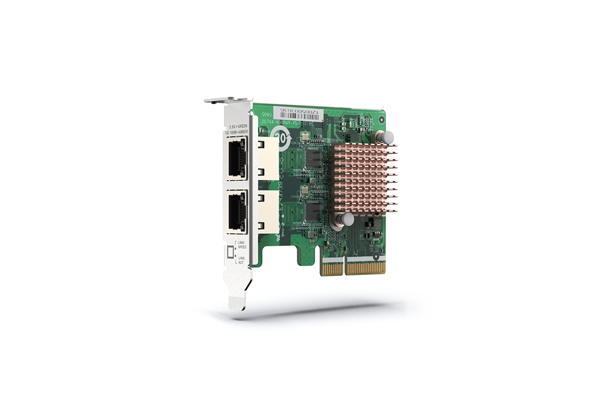 QNAP QXG-2G2T-I225 - Adaptador de red - PCIe 2.0 x2 de bajo perfil - 2.5GBase-T x 2 - para QNAP QGD-1600, TS-1232, 1253, 251, 253, 432, 453, 653, 832, 853, h1283 , h977, TVS-672, 872 (QXG-2G2T-I225)