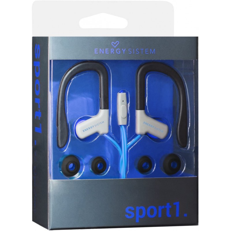 Energy Sport 1 - In-Ear Headphones with Microphone - In-Ear - Over-Ear Mount - With Cable - 3.5mm Jack - Blue