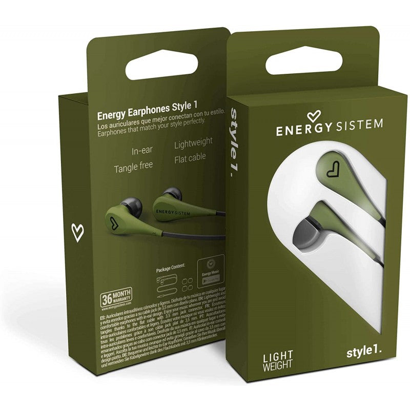 Energy Style 1 - In-Ear Headphones - In-Ear - With Cable - 3.5mm Jack - Green