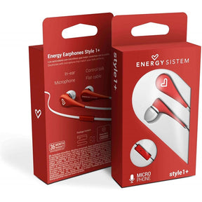 Energy Style 1+ - Auriculares In-Ear con Micrófono - In-Ear - Con Cable - Jack 3.5mm - Rojo