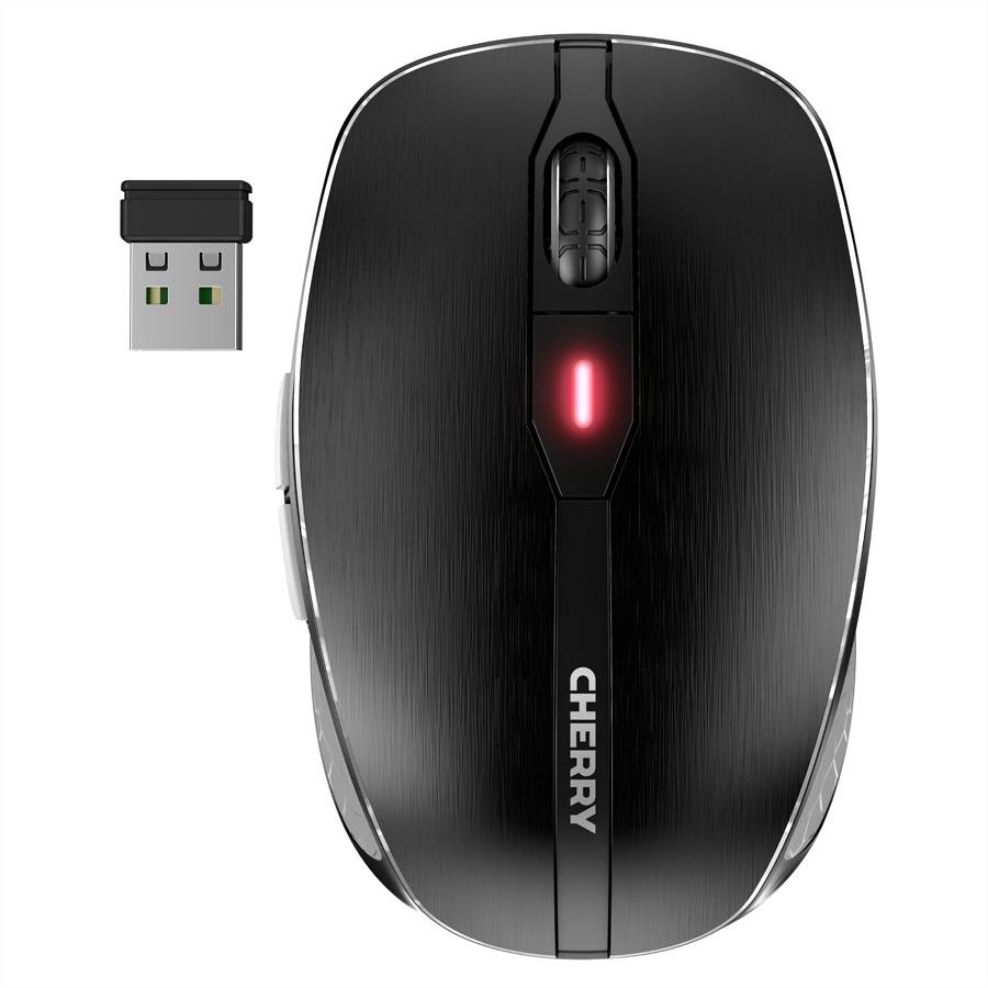 CHERRY MW 8 Advanced - Mouse - ergonomic - optical - 6 buttons - wireless - 2.4 GHz - USB wireless receiver - black