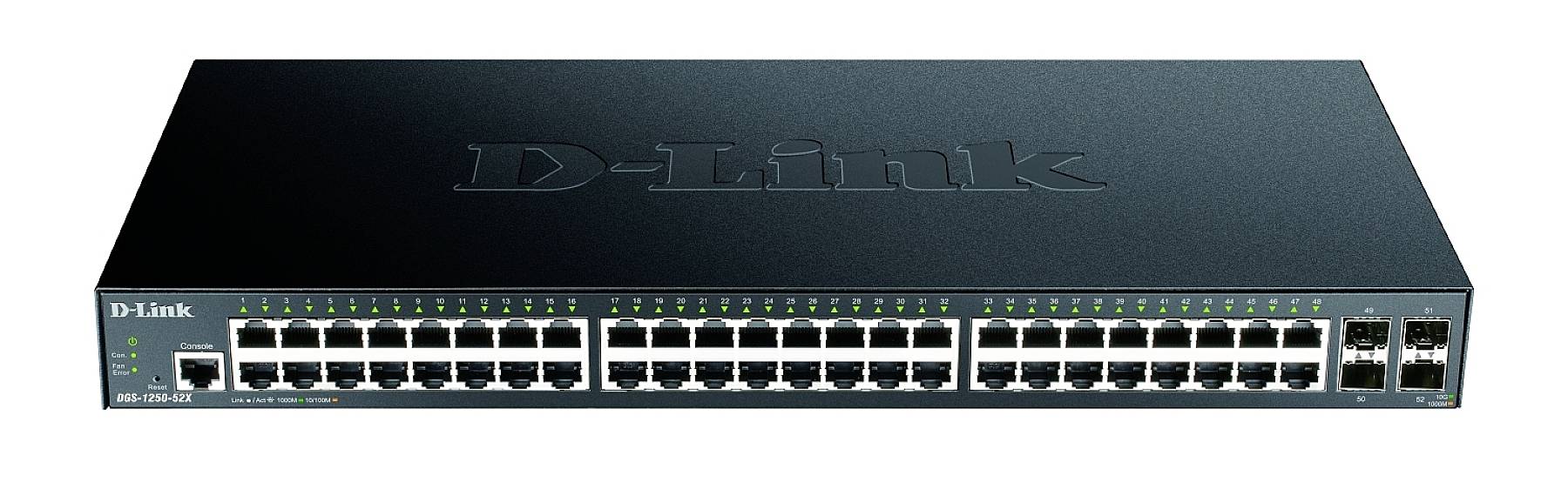 D-Link DGS 1250-52X - Switch - L3 Lite - Smart - 48 x 10/100/1000 + 4 x 10 Gigabit SFP+ - Rail mountable