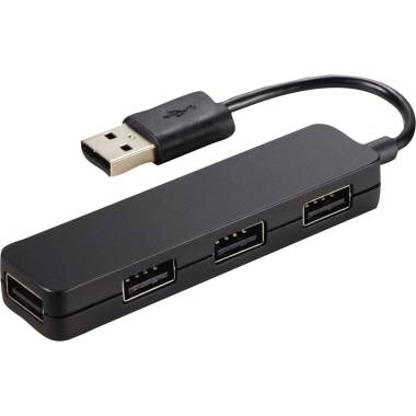 HUB HAMA SLIM USB 2.0, negro - Bolsa de polietileno - 12324 (12324)