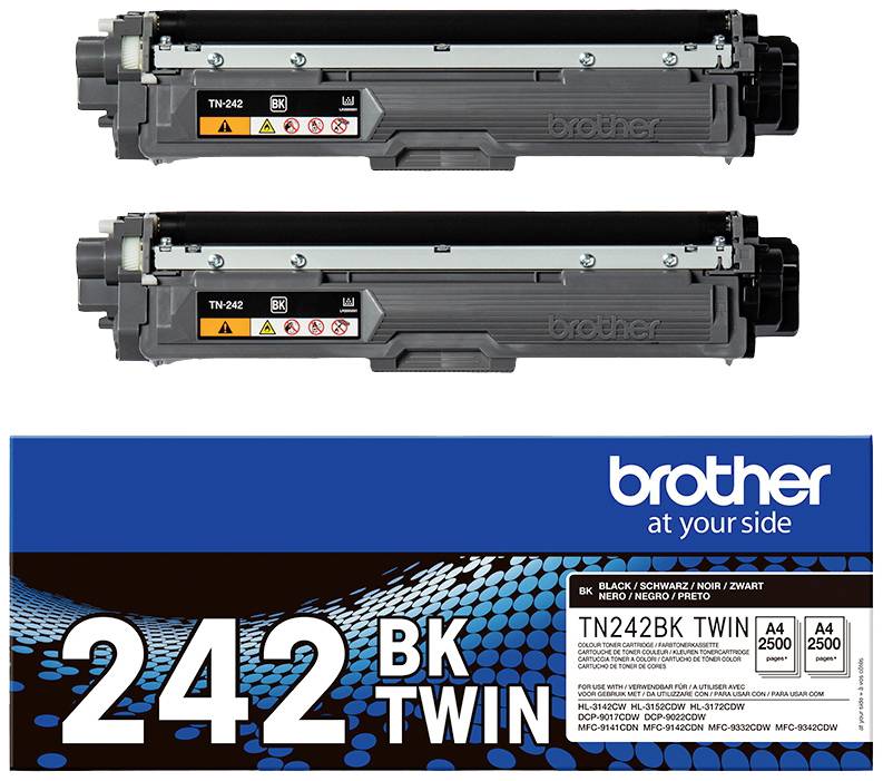 Brother TN242 BKTWIN - Paquete de 2 - Negro - Genuino - Cartucho de tóner - para Brother DCP-9017, DCP-9022, HL-3142, HL-3152, HL-3172, MFC-9142, MFC-9332, MFC-9342 ( TN242BKTWIN )