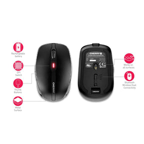 CHERRY MW 8 Advanced - Ratón - ergonómico - óptico - 6 botones - inalámbrico - 2,4 GHz - receptor inalámbrico USB - negro