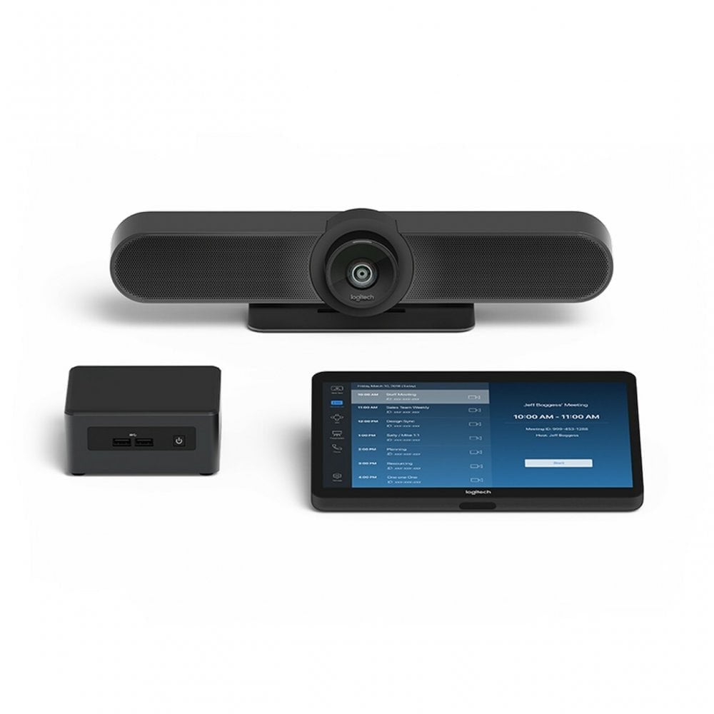 Logitech Room Solutions with Intel NUC for Zoom include everything you need to build out conference rooms with one or two displays. The 'Small' bundle comes pre-configured with an i5 11th Gen mini PC, Windows 10 IOT Enterprise, a PC mount with cable r