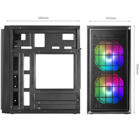 BOX MARS GAMING MCDUO MICRO-ATX CASE, 2X FRGB FAN, WINDOW, MESH, WATERCOOLING, BLACK (MCDUO)