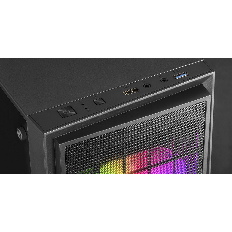 BOX MARS GAMING MCDUO MICRO-ATX CASE, 2X FRGB FAN, VENTANA, MALLA, REFRIGERACIÓN POR AGUA, NEGRO (MCDUO)