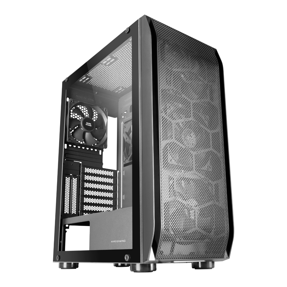 MARS GAMING MC-PRO2 E-ATX XL CASE, 5X 12CM PRO FAN, CPU FREEZER, VIDRIO, MALLA FRONTAL, NEGRO (MCPRO2)