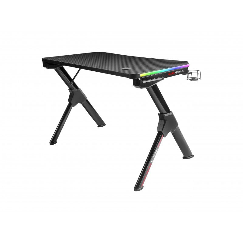 MARS GAMING MGD RGB Gaming Table, RGB Chroma, carbon fiber, headset &amp; cup holder (MGDRGB)