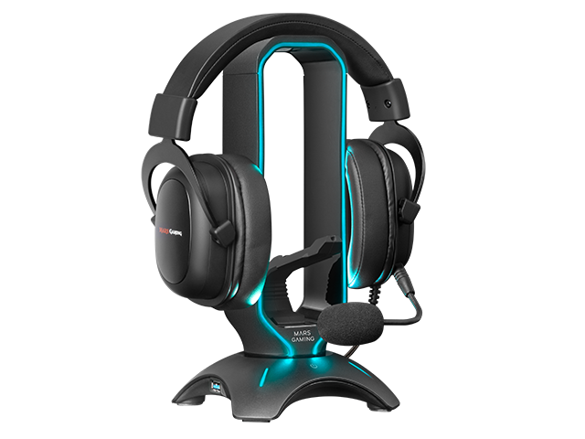 Suporte de Headset MARS GAMING MHHPRO RGB + Bungee Mouse + 2XUSB3.0 HUB (MHHPRO)