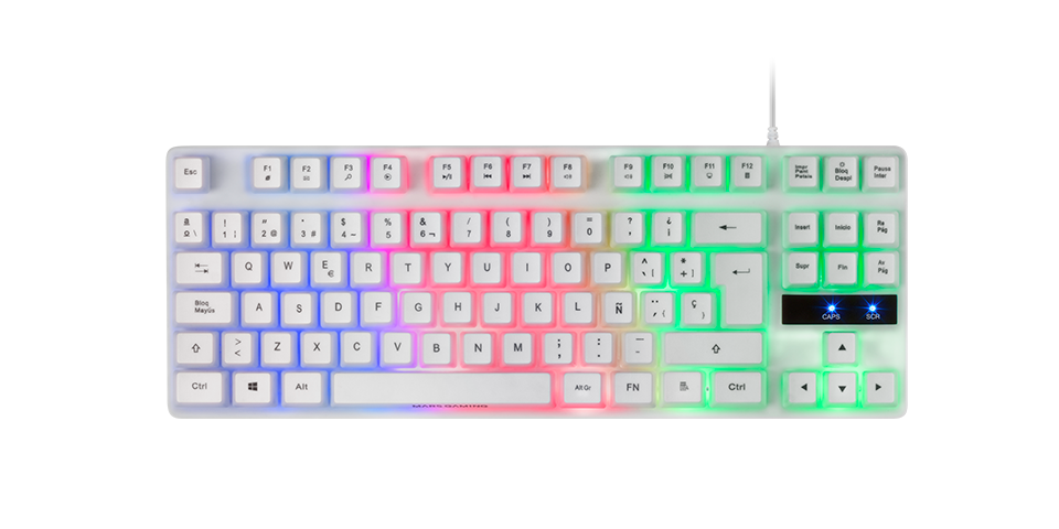Keyboard MARS GAMING MK02 TKL KEYBOARD H-MECH RED, RAINBOW RGB, WHITE, PORTUGUESE (MK02WPT)