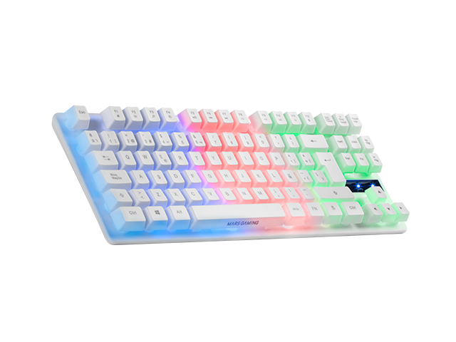 Teclado MARS GAMING MK02 TKL KEYBOARD H-MECH ROJO, ARCO IRIS RGB, BLANCO, PORTUGUÉS (MK02WPT)