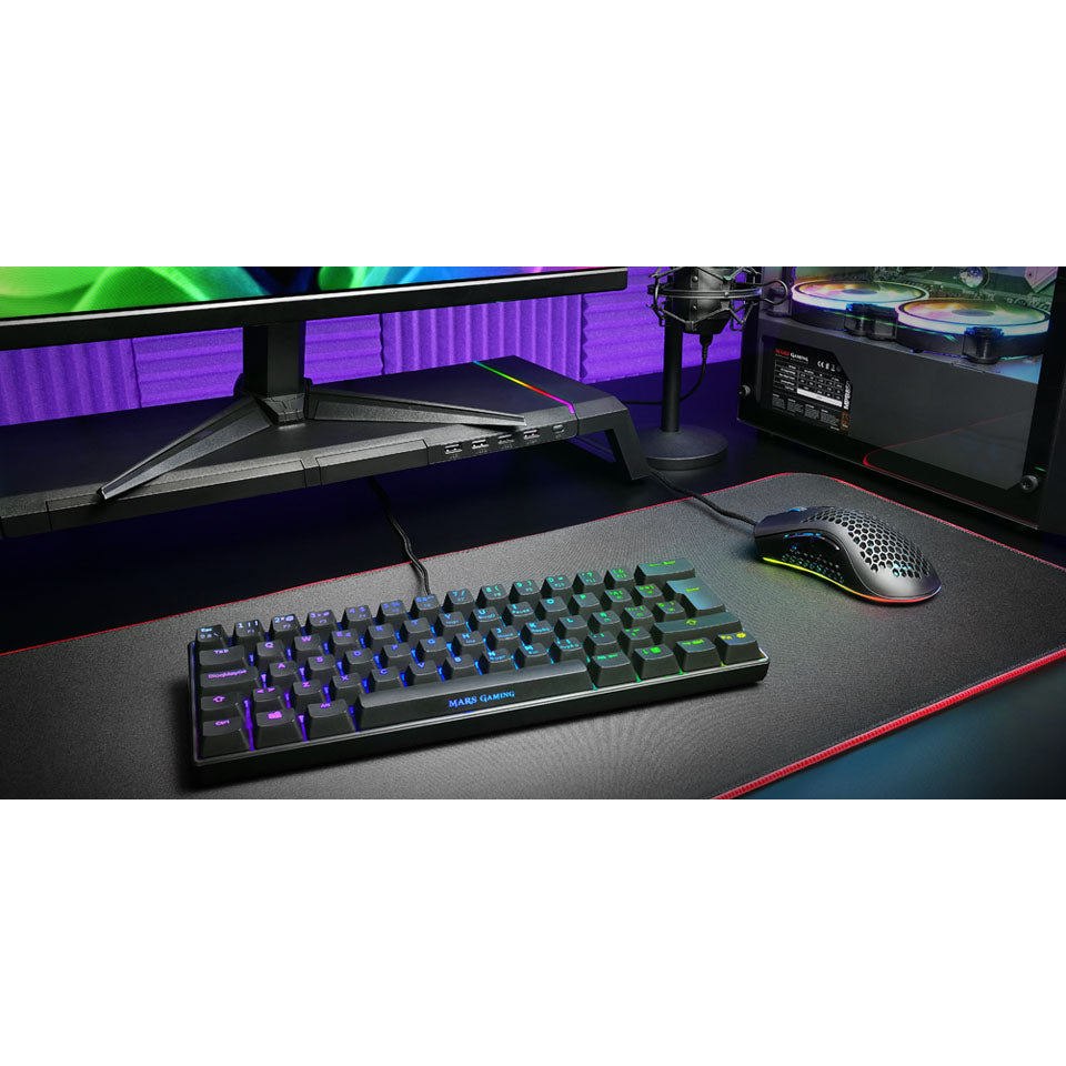 Teclado MARS GAMING MKMINI RGB MECHANICAL 60%, CHROMA, OUTEMU SQ BLUE, PORTUGUESE (MKMINIBPT)