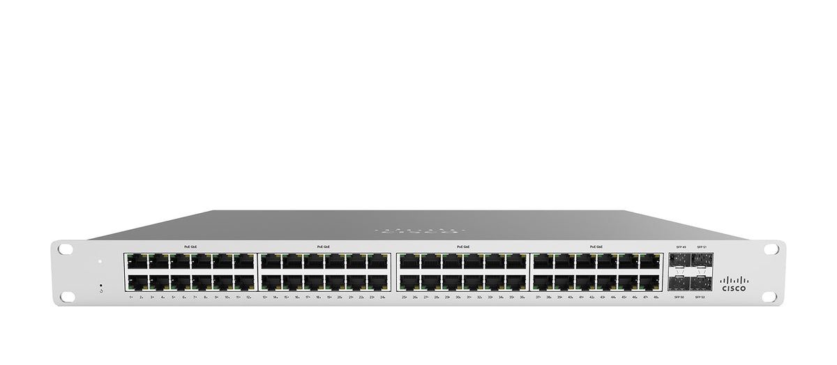 Cisco Meraki Cloud Managed MS120-48LP - Interruptor - Administrado - 48 x 10/100/1000 (PoE) + 4 x Gigabit SFP - desktop, montável em trilho - PoE (370 W) (MS120-48LP-HW?NON_EDI)