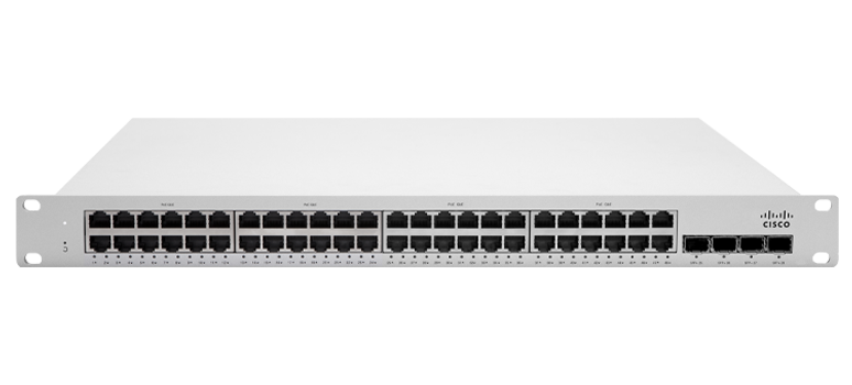 Cisco Meraki Cloud Managed MS250-48FP - Switch - L3 - Managed - 48 x 10/100/1000 (PoE+) + 4 x SFP+ - desktop, rail mountable - PoE+ (740W) (MS250-48FP-HW?NON_EDI)