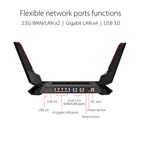 Router para juegos ASUS ROG Rapture GT AX6000 Dual Band Gigabit WiFi 6, 2.4/5/5Ghz, AiMesh (90IG0780-MO3B00)