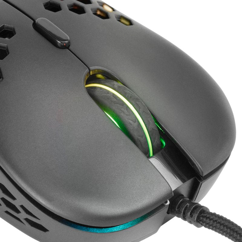 RATÓN MARS GAMING MM55 NEGRO, 12800DPI, EXTREME-LIGHT 55G, RGB, PARACORD, SUAVE (MM55)