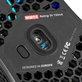 RATÓN MARS GAMING MM55 NEGRO, 12800DPI, EXTREME-LIGHT 55G, RGB, PARACORD, SUAVE (MM55)