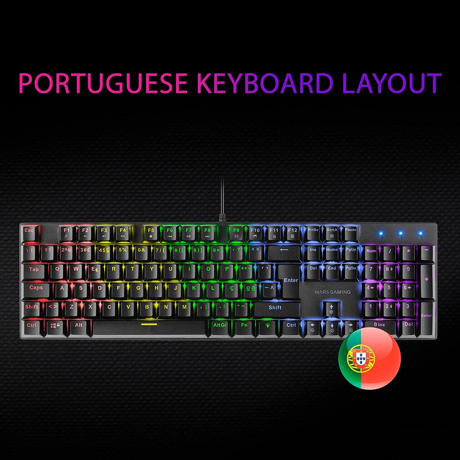 Keyboard MARS GAMING MK422 MECHANICAL KEYBOARD, ANTI-DUST RED, FRGB, BLACK, PORTUGUESE (MK422RPT)