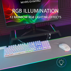 Teclado MARS GAMING MK422 TECLADO MECÁNICO, ANTIPOLVO ROJO, FRGB, BLANCO, PORTUGUÉS (MK422WRPT)