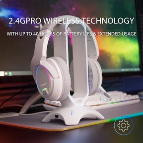 Headphones MARS GAMING MHW-100 WIRELESS ARGB HEADPHONES, DETACH MIC, ENC NOISE CANCEL, WHITE (MHW100W)