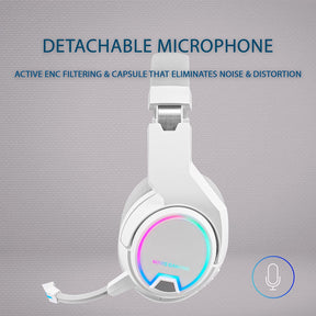 Headphones MARS GAMING MHW-100 WIRELESS ARGB HEADPHONES, DETACH MIC, ENC NOISE CANCEL, WHITE (MHW100W)