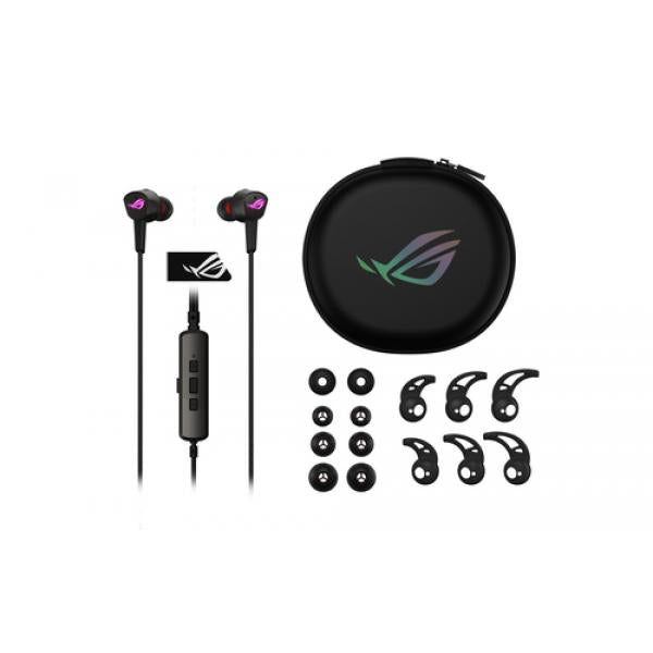 ASUS ROG Cetra II - Auriculares internos con micrófono - intrauditivos - con cable - cancelación activa de ruido - USB-C - negro