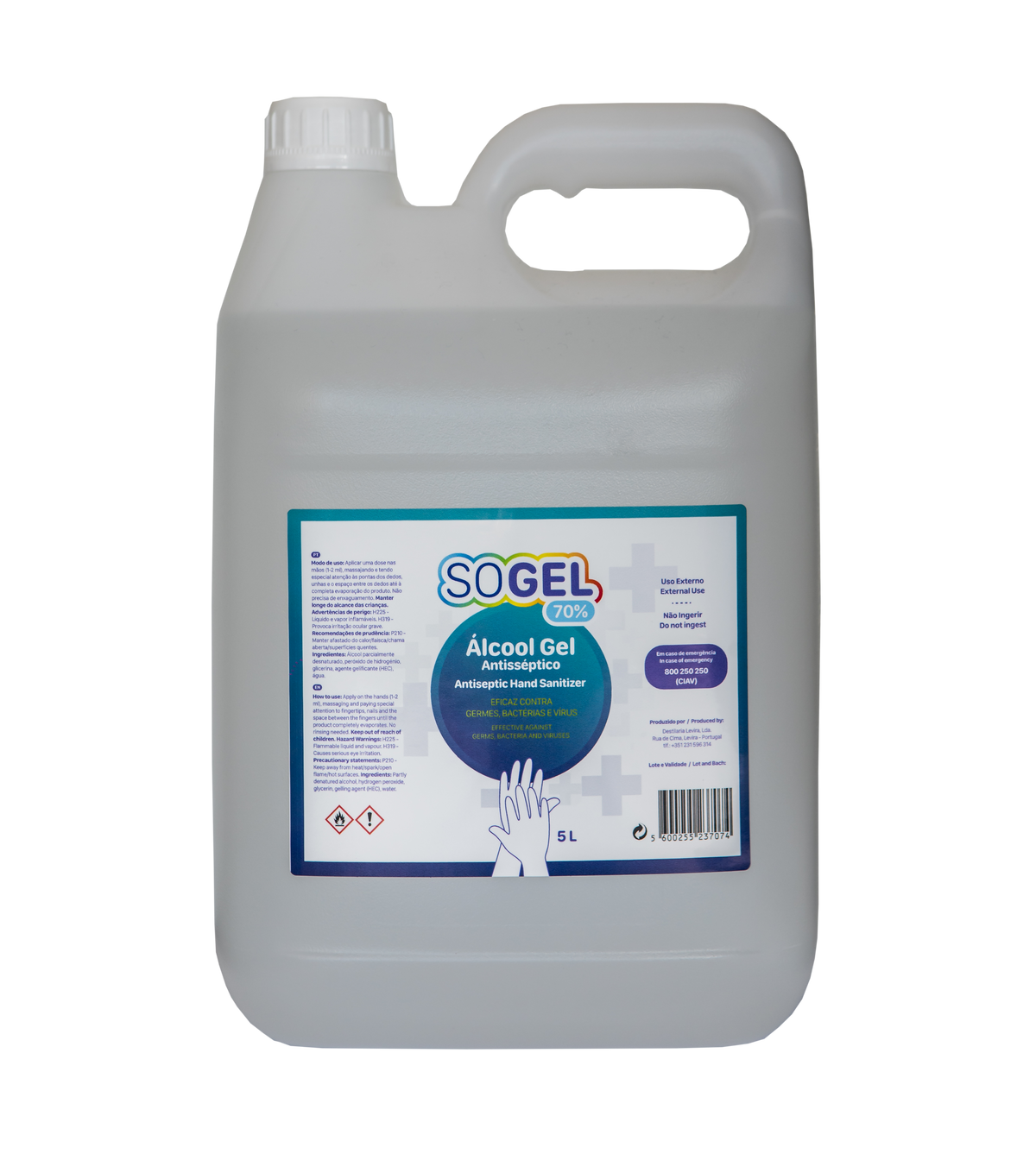 Alcohol Gel Antiseptic Sogel 70% 5 Liters