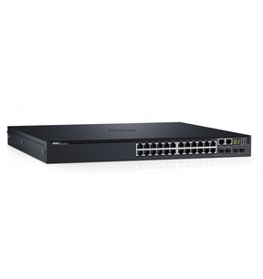 Dell Networking S3124P - Switch - L3 - Managed - 24 x 10/100/1000 (PoE+) + 2 x 10 Gigabit SFP+ + 2 x Gigabit SFP combo - front to back airflow - rail mountable - PoE+ (30.8 W) - with 1 Year Pro Support with Onsite Service in Di